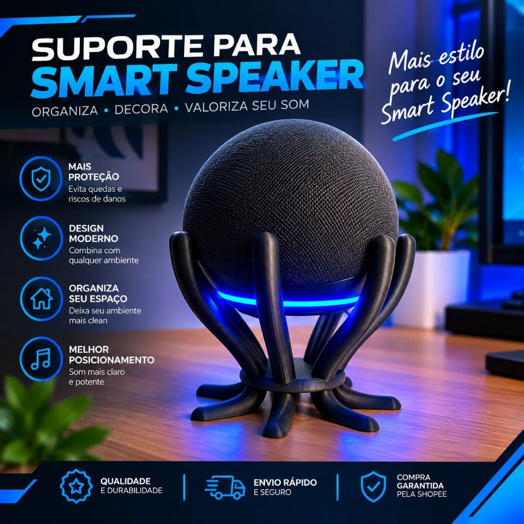 Suporte para Alexa Echo Dot | Base Decorativa Moderna e Organizador de Mesa