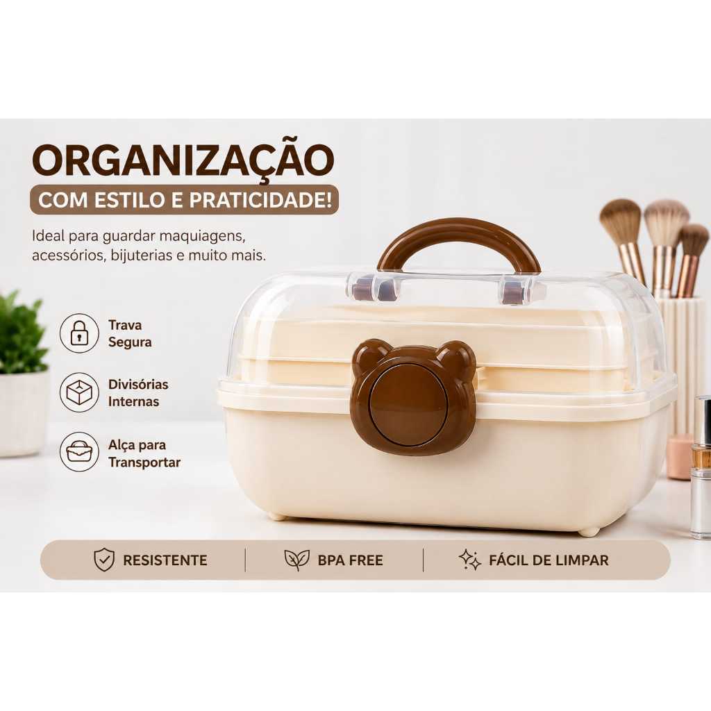 Maleta Organizadora de urso com alça e Divisorias