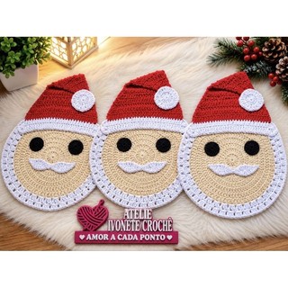 🎅 Sousplat Papai Noel em Crochê | Decoração de Natal | Mesa Posta Natalina Artesanal