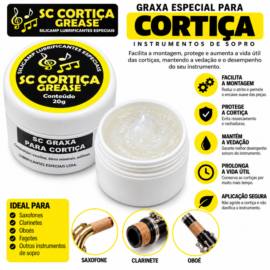 Graxa Para Cortiça Saxofone Trombetes Clarinene Tuba instrumentos musicais 20g