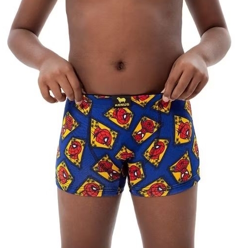 Pacote com 12 cuecas Boxer Infantil Microfibra Estampadas Desenhos Malha Fria Confortável Durável
