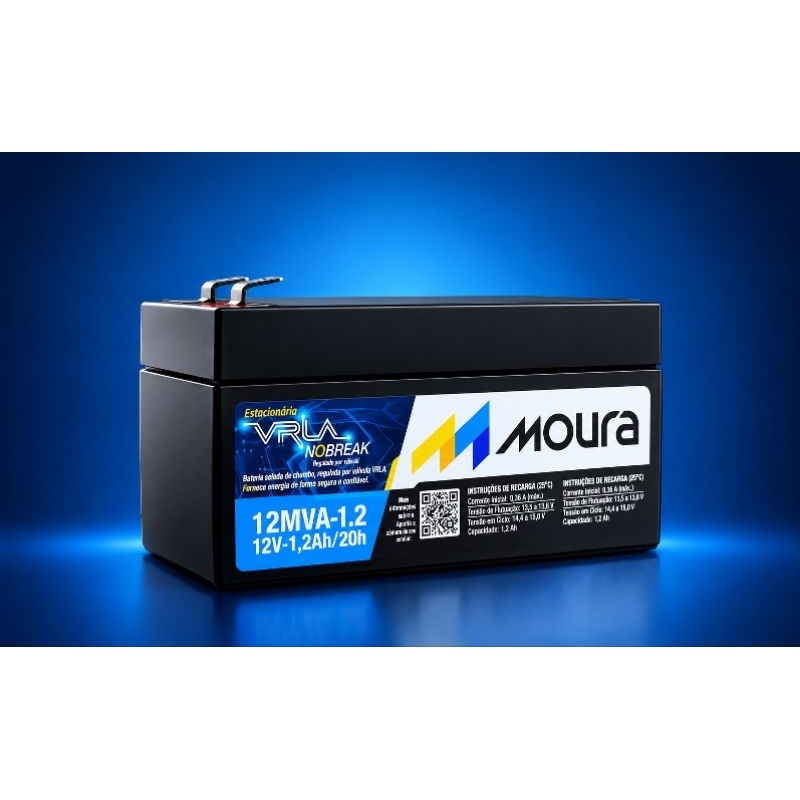 Bateria Moura 12V 1.2Ah para Relógio Ponto Alarme Auxiliar de Câmbio Bateria Selada