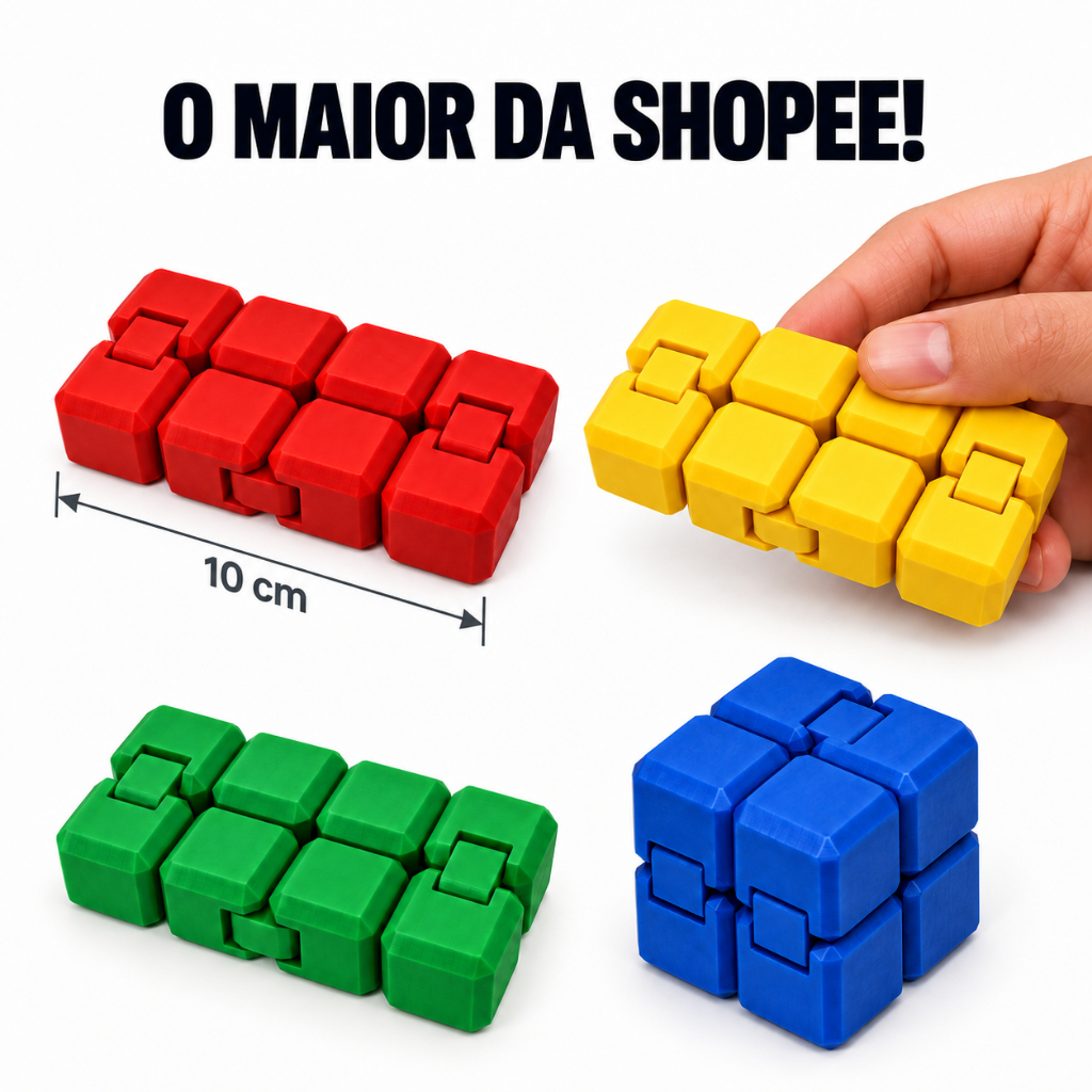 Cubo Infinito Antiestresse Grande Articulado Brinquedo Sensorial Fidget TEA TDAH