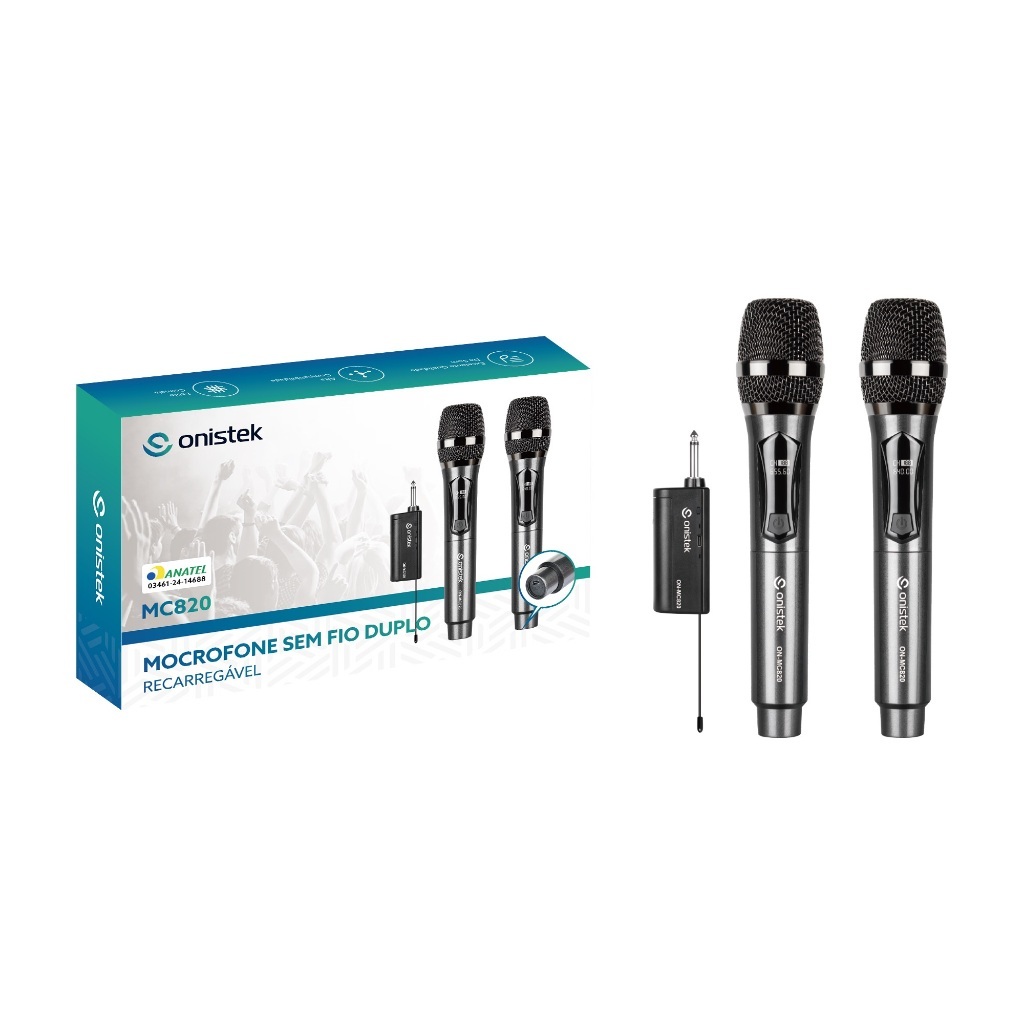 Microfones Sem Fio Dinâmico Profissional Recarregável Duplo