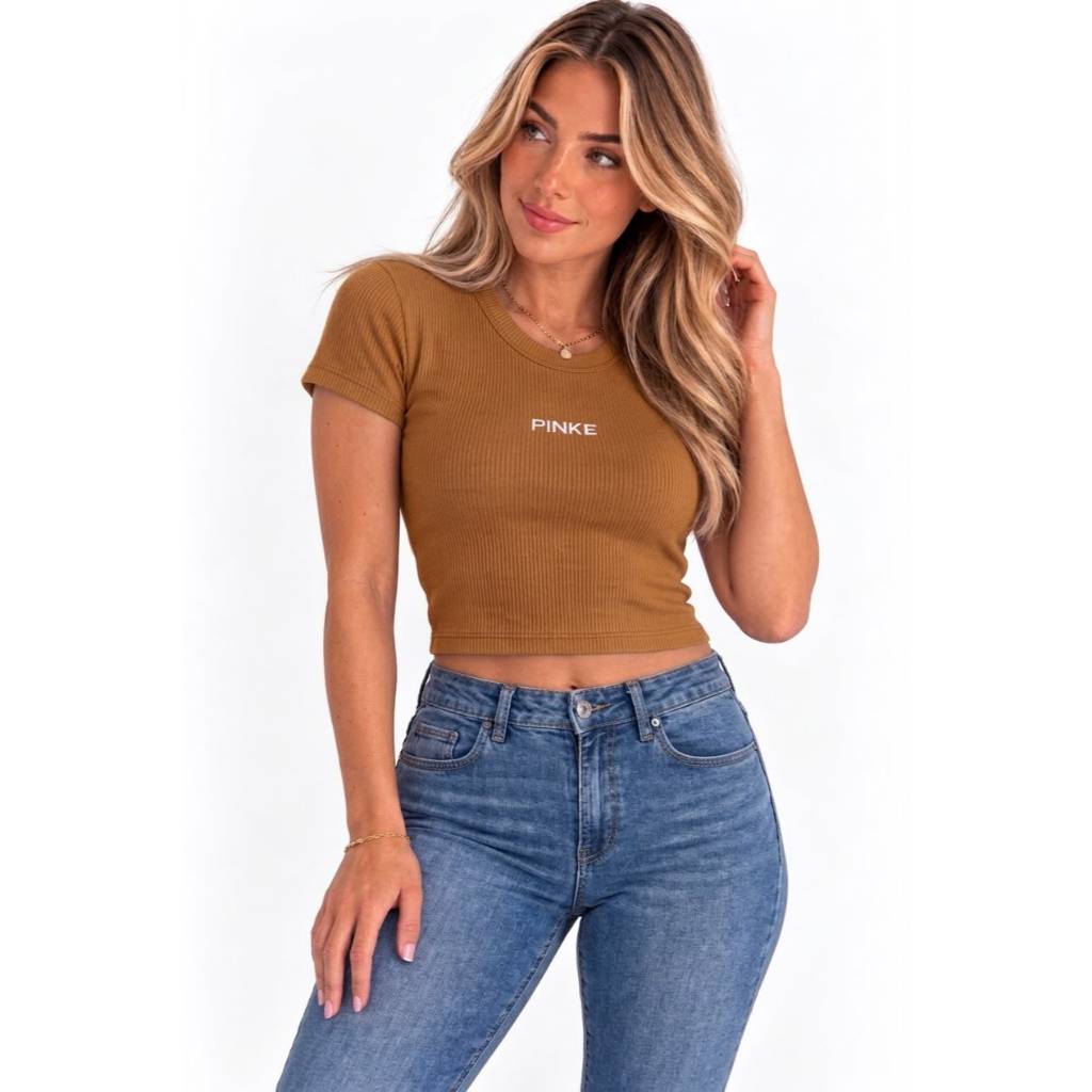 Blusa Cropped Canelado Feminina Paty Baby Tee Academia Elegante Estilosa
