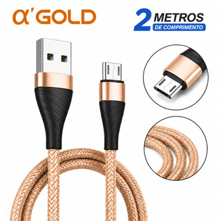Cabo Carregador V8 Carga Rápida 2 Metros Android Reforçado Micro USB Original A'Gold