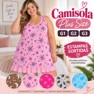 Camisola Plus Size Feminina G1 G2 G3 Regata  Confortável Estampada Noite Conforto |03PL| Oferta