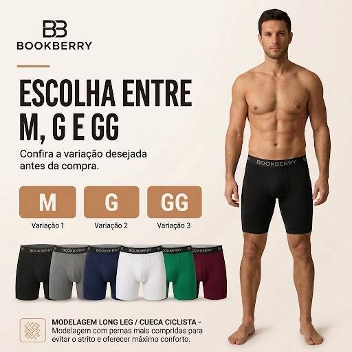 Kit 3 ou 5 Cuecas Boxer Ciclista Long Leg Microfibra Qualidade — imagem 2 de 2