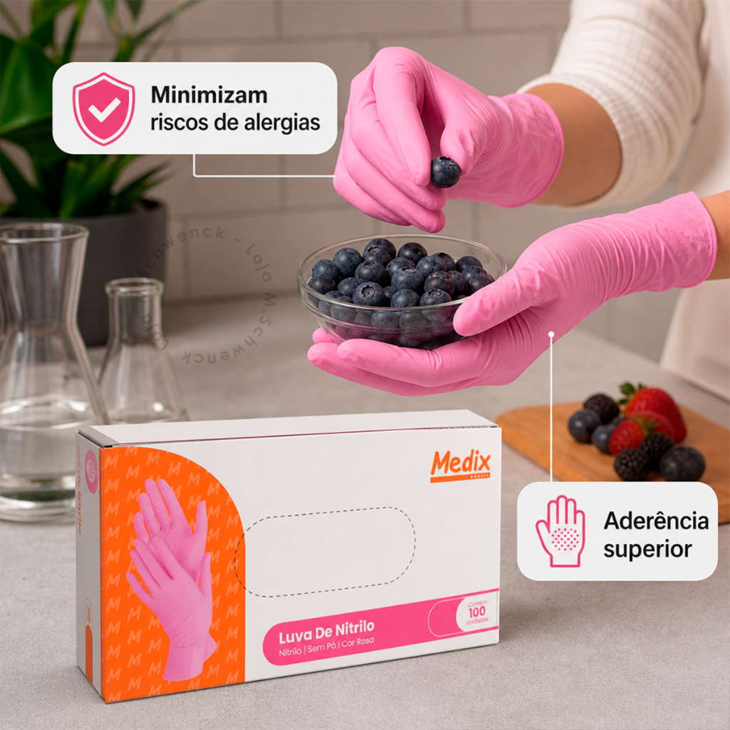 Kit 100 Luva Nitrílica Descartável Sem Pó Material Nitrilo Resistente Antialérgica Descartáveis Selo Anvisa Marca Medix — imagem 2 de 2