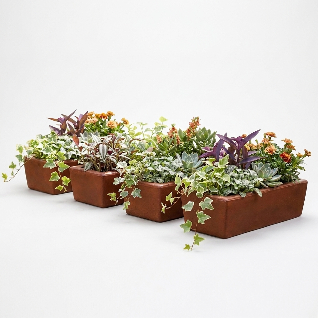 Kit 4 Jardineira de Planta Marrom 37x15 Floreira Polietileno