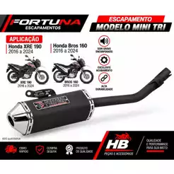 Escapamento Nxr Bros 160 Ano 2015 a 2024- Xre 190 Fortuna F1 Mini Tri Oval