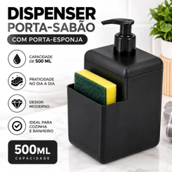 Dispenser Porta Detergente 500ml Porta Esponja Bucha Cozinha NOVA2