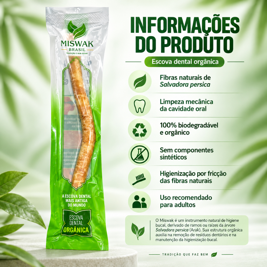 Escova Dental Vegetal Miswak 100% Natural Orgânica