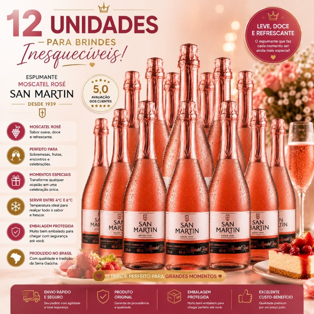 Espumante Nacional San Martin Rose Moscatel Doce 660 ML