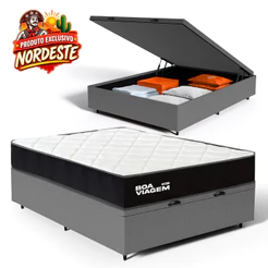 Cama Box Baú com Colchão de Molas Ensacadas One Face Boa Viagem Casal 138cm