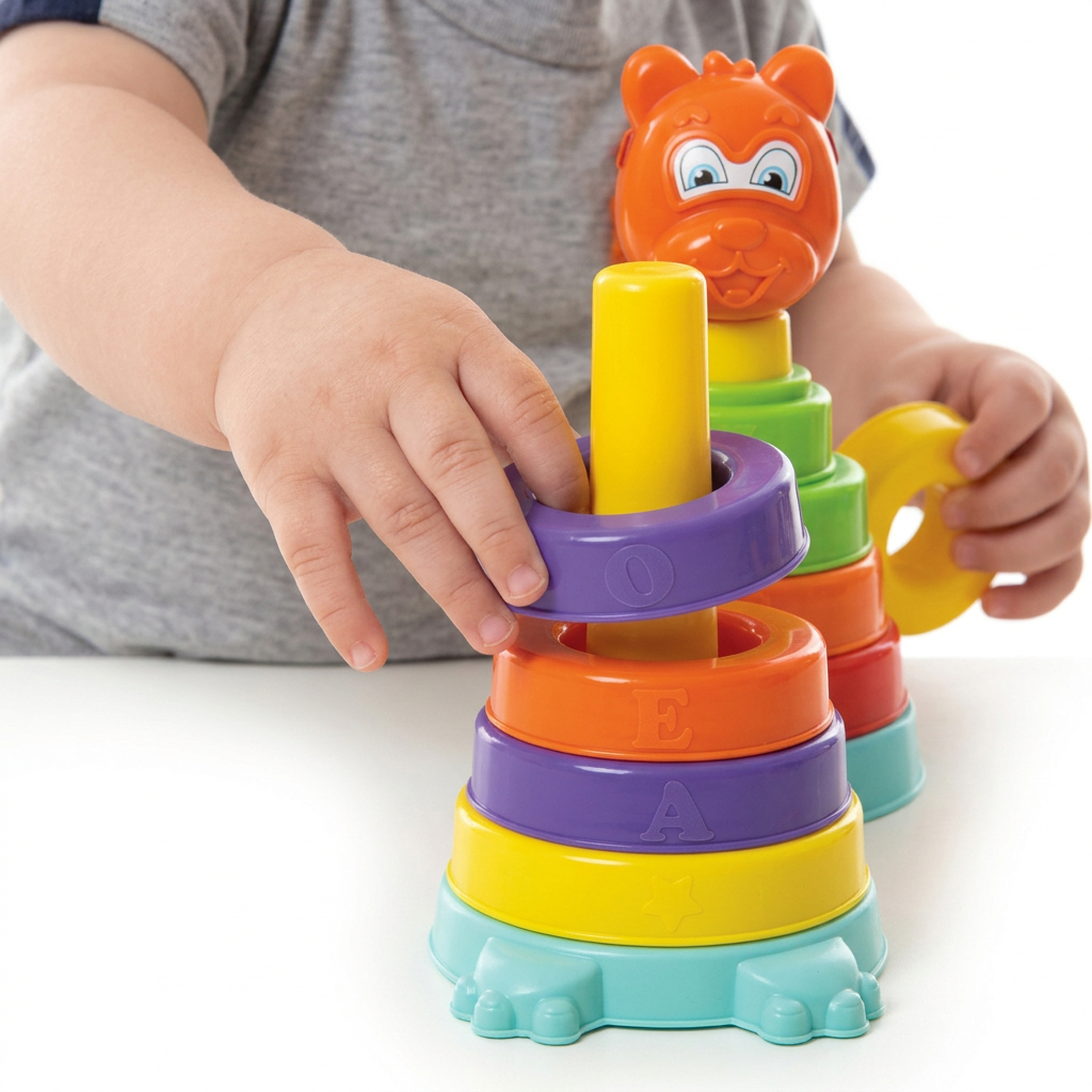 Brinquedo Educativo Empilhar Amigo Urso 7 Peças 23cm Criança 1 ano - Montar Montessori Coordenação Motora | QUEEN SHOP · foto 2