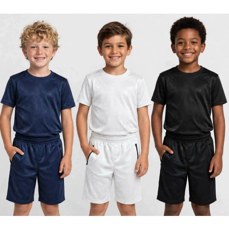 Kit 3 Conjuntos Infantis Bermuda e Camiseta Infantil Lazer Conforto e Estilo Tendencia