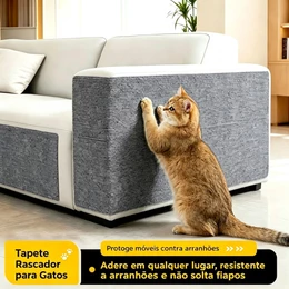 Tapete Arranhador para Gatos Autoadesivo Protetor Sofá Anti-Arranhão Resistente Não Solta Fiapos Corte Livre Multiuso