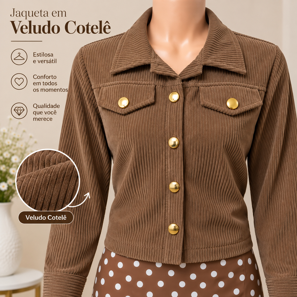 Jaqueta em veludo cotelê feminina