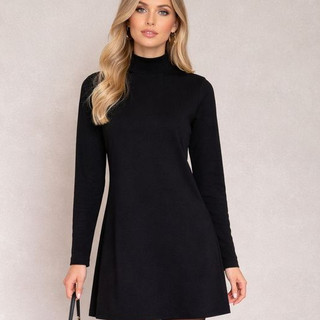 Vestido Feminino Gola Alta Manga Longa Tubinho  Confortável Elegante