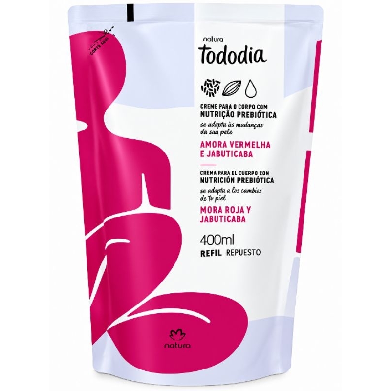 Refil Creme Desodorante Nutritivo para o Corpo Tododia Amora Vermelha e Jabuticaba
