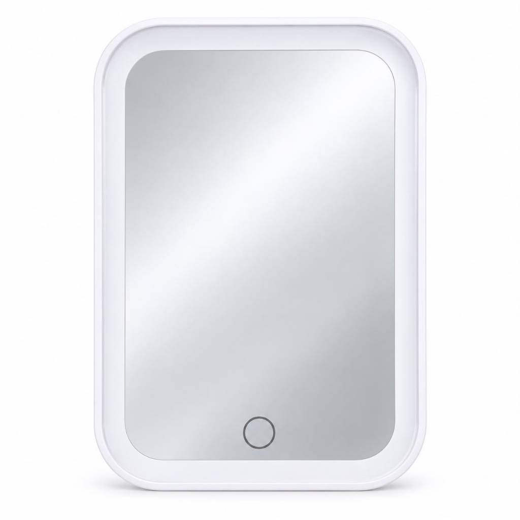 Espelho de Mesa LED 17,5x11,5cm com 3 Luzes Ajustáveis Botão Touch USB RF