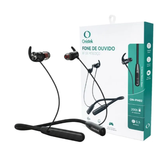 Onistek recarregável USB-C Fone PH-02 Bluetooth Pescoço Microfone Esportivo - bateria 200mph