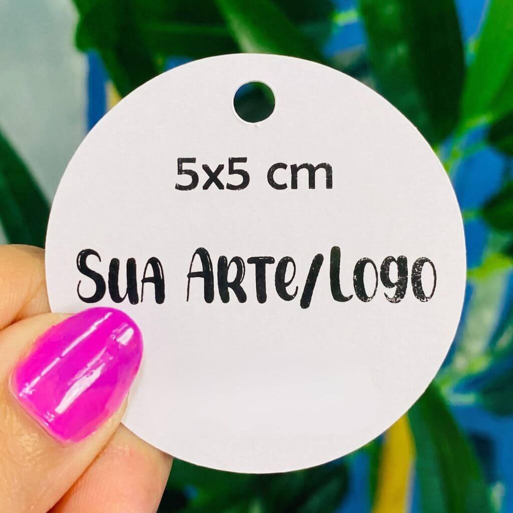 Tag Personalizada 5x5 cm Redonda - Com Sua Arte ou Logo