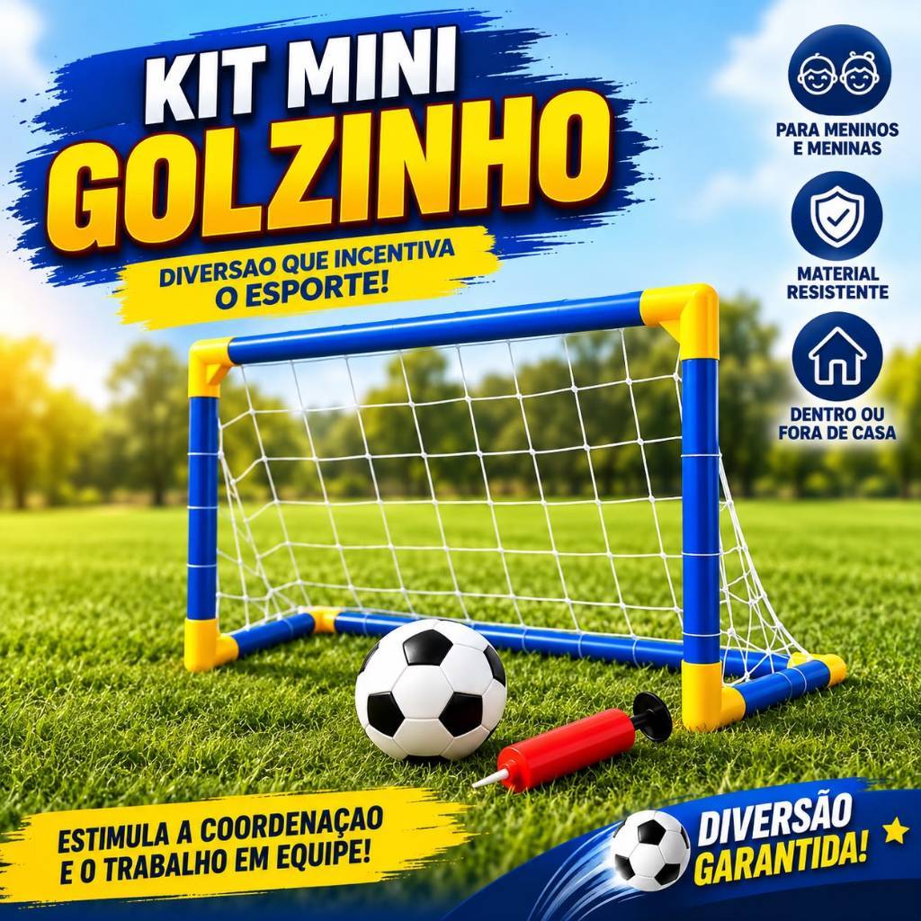 Kit Futebol Infantil Golzinho Completo Mini Trave Com Rede Bola Bomba Brinquedo Crianças Presente