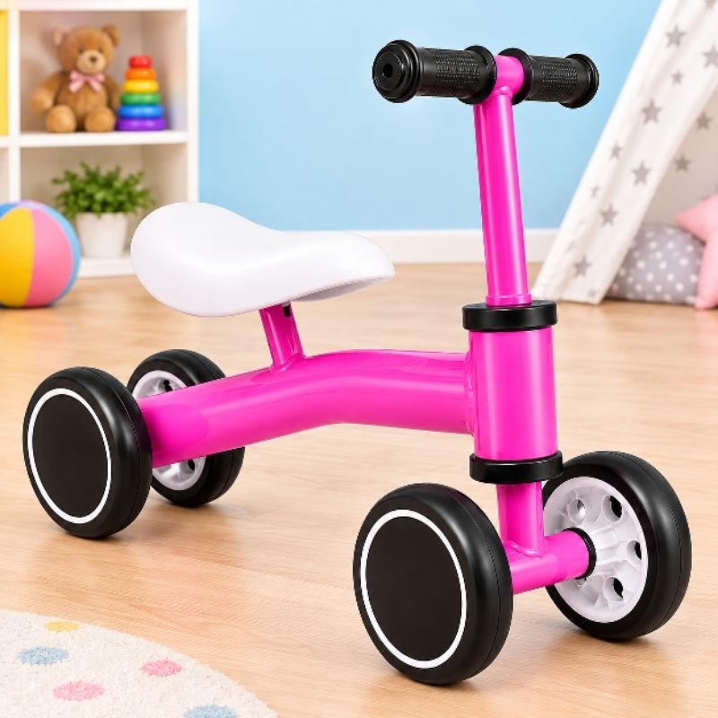 Mine Bicicleta Infantil de equilíbrio Sem Pedal 4 Rodas se Segurança Diversão Segura