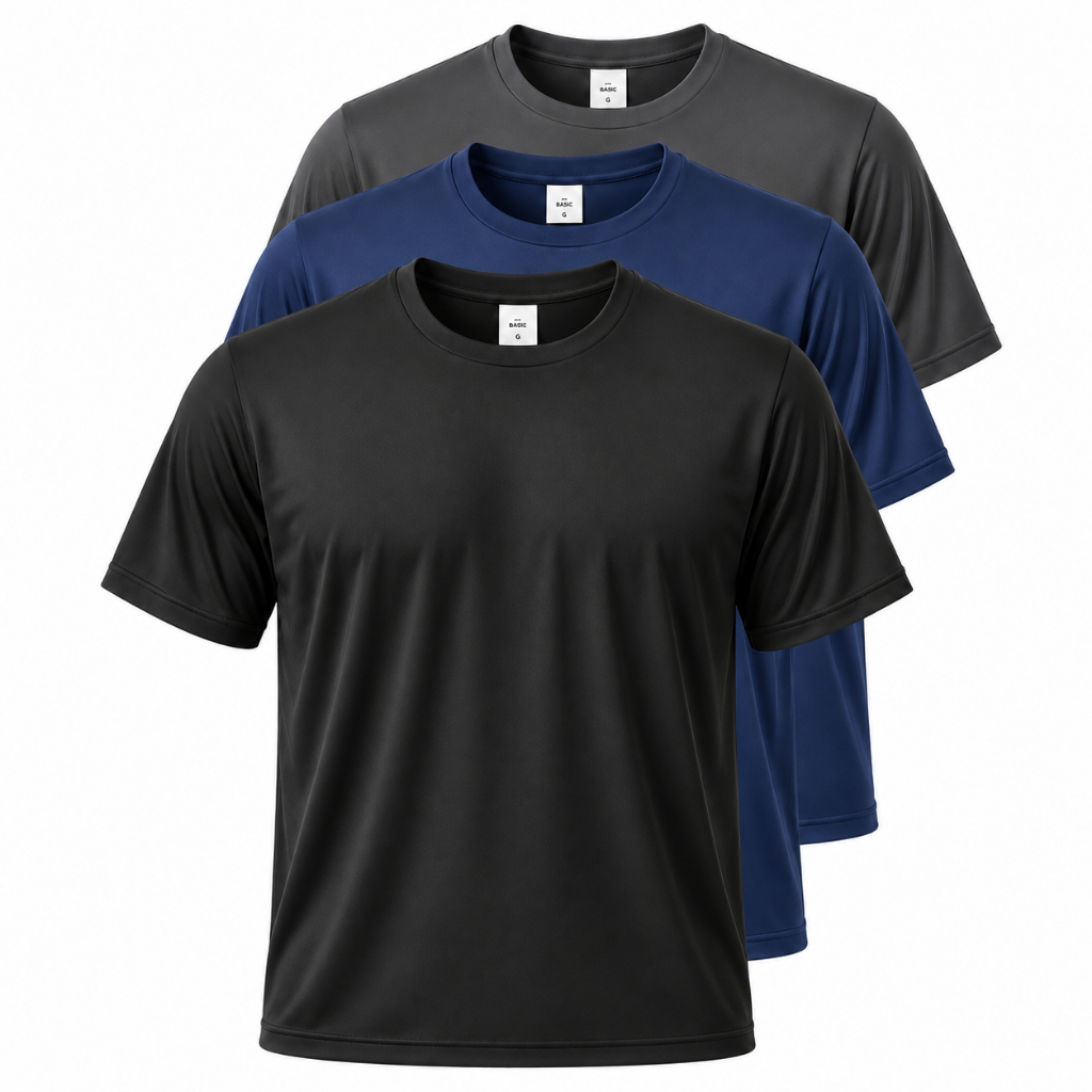 Kit 3 Camiseta Masculina Camisa Básica Academia Dry Fit Liso Esportiva
