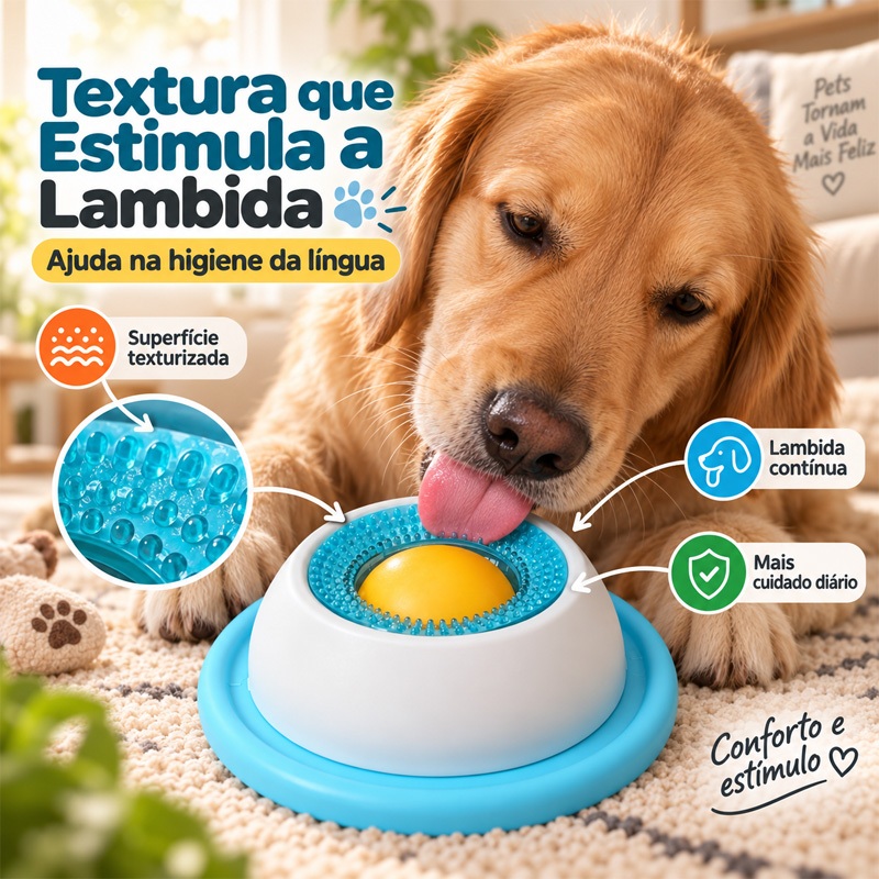Brinquedo Interativo para Cães e Gatos Comedouro Lento Tapete de Lamber Enriquecimento Pet