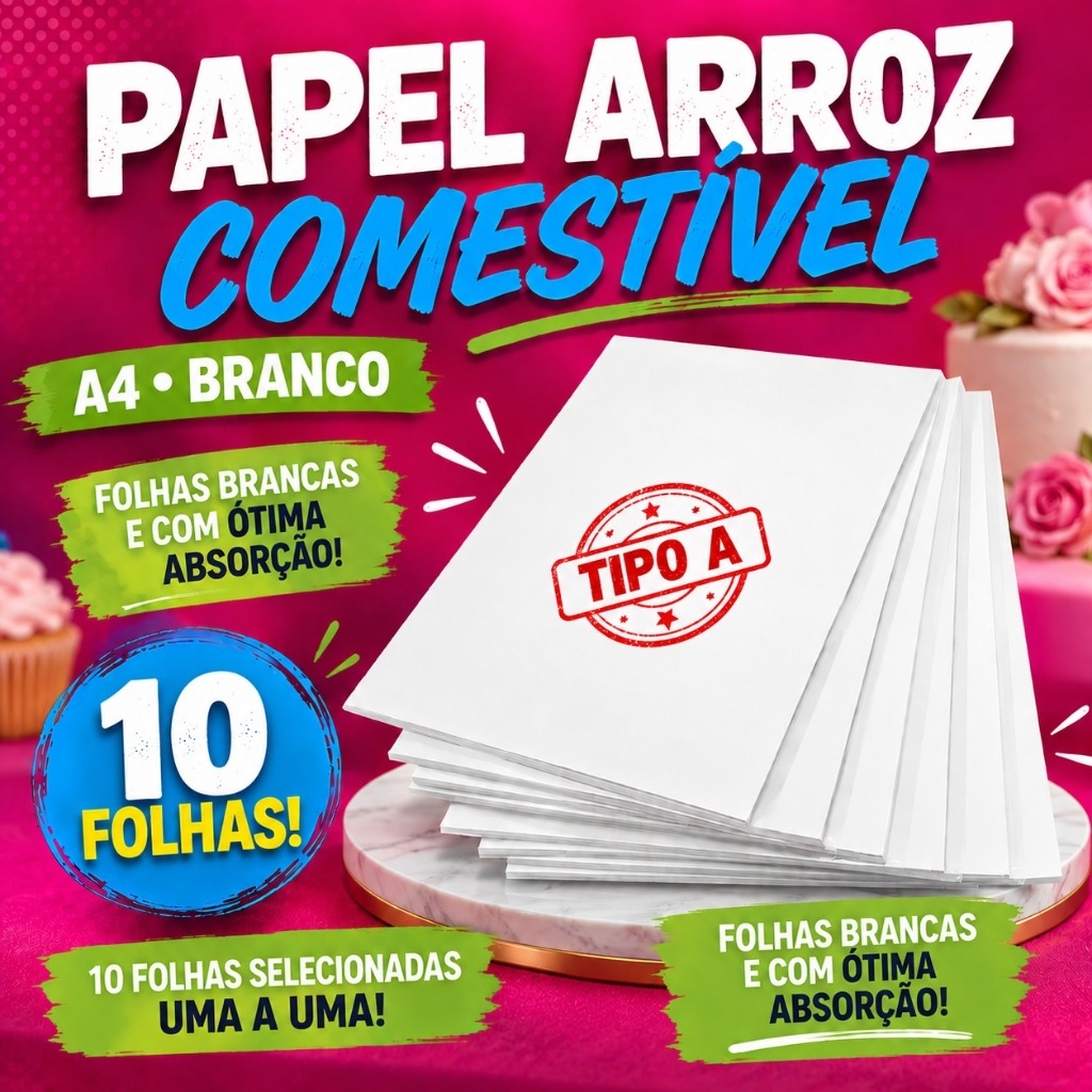 Papel Arroz Branco A4 Pacote Com 10 Unidades