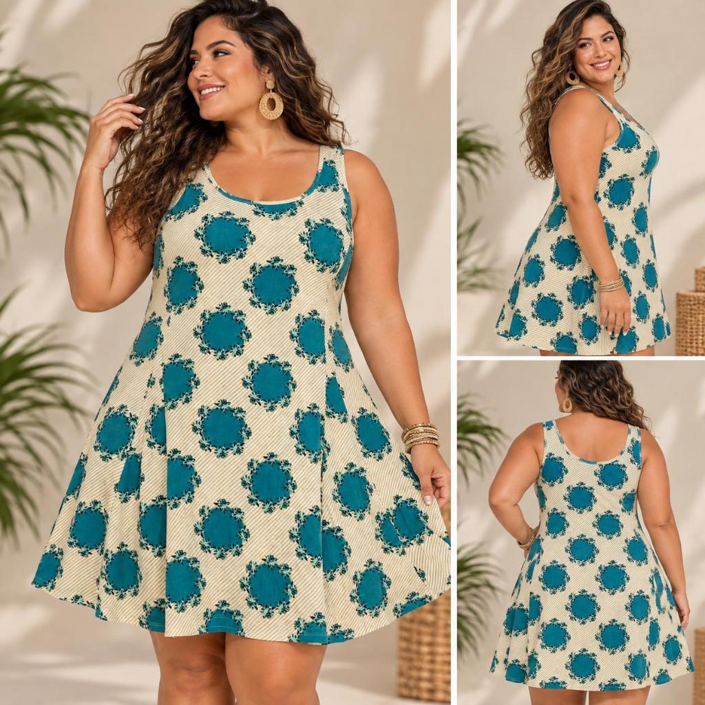 Vestido Feminino Liganete Estampado Soltinho Fresquinho Não Amassa Confortável Dia a Dia