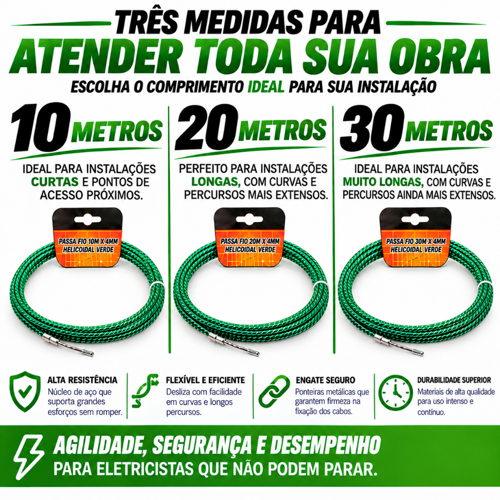 Passa Fio Helocoidal Profissional Atopy Para Conduite Alma De Aço - Escolha o Tamanho