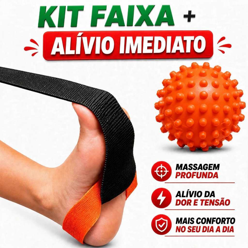 Kit Faixa Alongamento Tratamento Fascite Esporão + Bola Cravo.