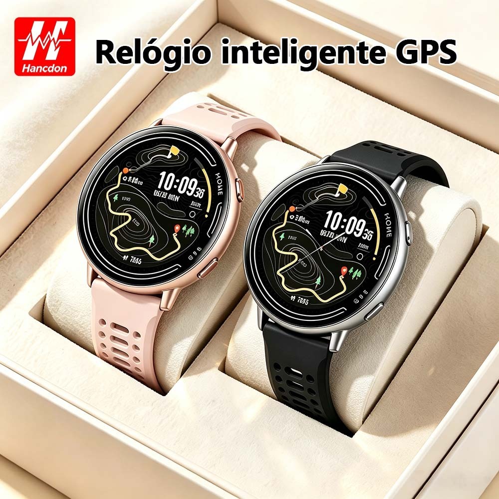 Smartwatch relogio Hancdon IP68 à Prova de água GPS integrado Compatível com Strava 100+esportes Relógio de movimento