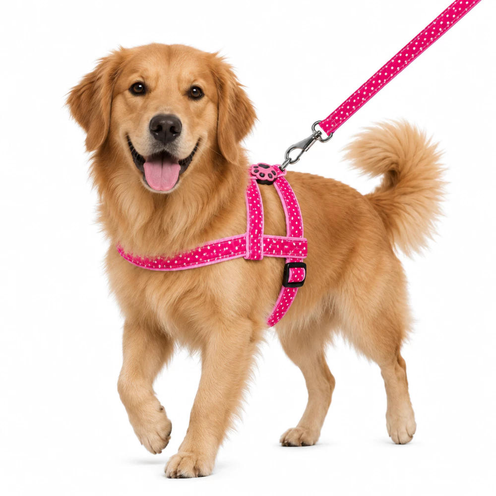 Kit Peitoral Para Cachorro Com Guia Nylon Ajustável Passeio