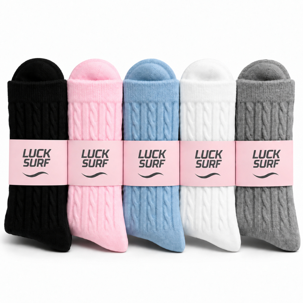 Kit 5 Pares Meias Femininas Algodão Academia LUCK SURF Confortável