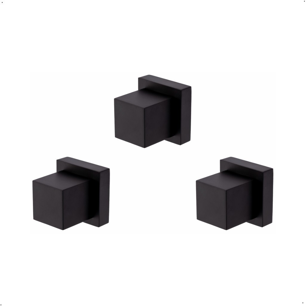 Kit de 3 Acabamentos para Registro Quadrado Preto 1/2 Ou 3/4 Padrão Deca