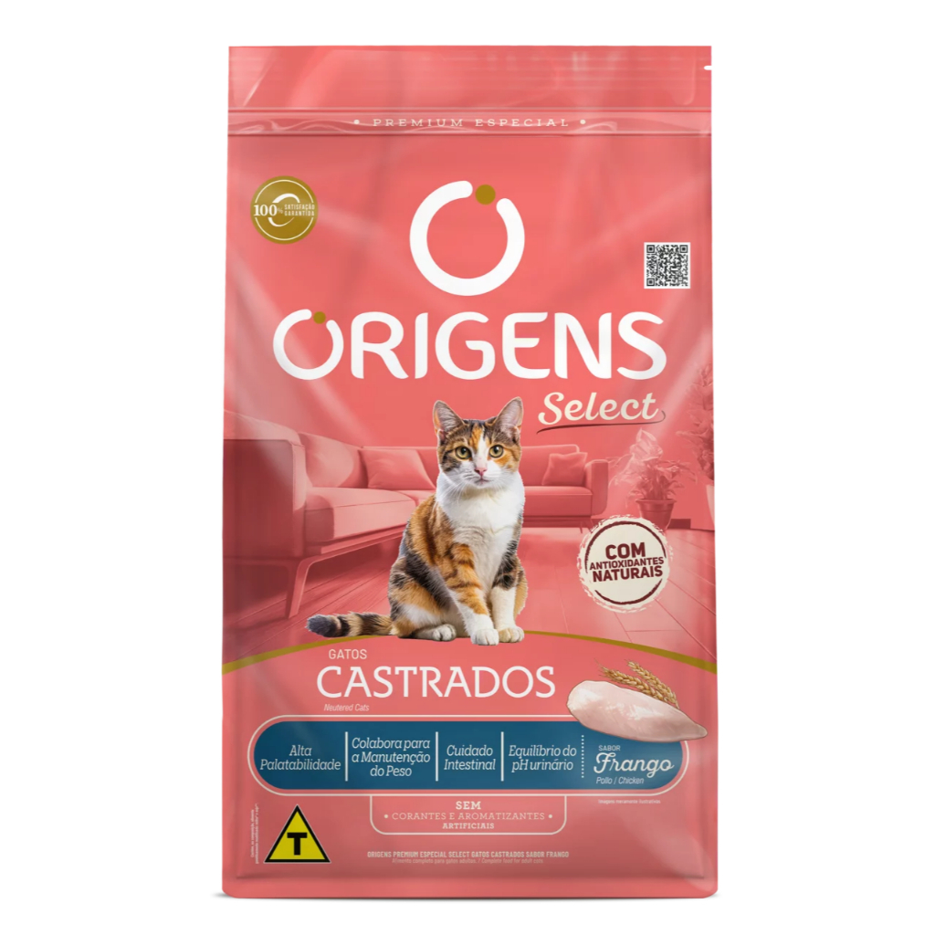 Ração Origens Gatos Castrados Frango 10,1kg