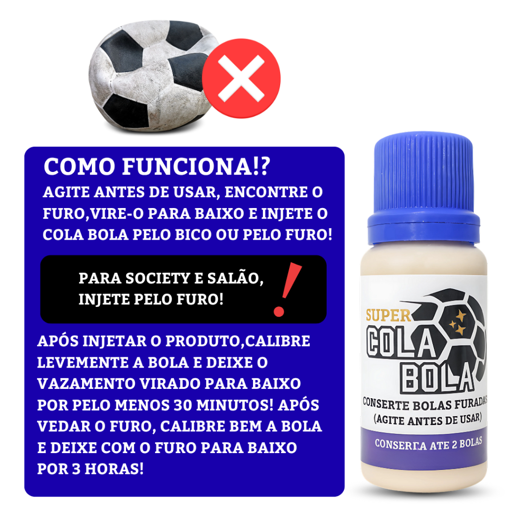 Colabola - 3 Kits Selantes Para Conserto De Bolas Furadas (3 Unidades) — imagem 2 de 2