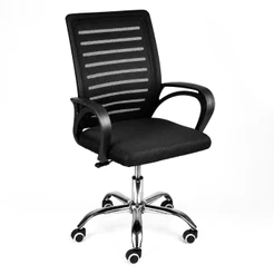 Cadeira Roma Mesh: Ergonômica, Ajuste de Altura, Giratória, Base Cromada, até 120kg, Preta