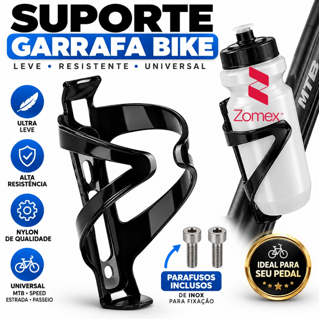 Suporte de Garrafa Bike Nylon Leve Resistente Caramanhola Garrafinha Água Ciclismo MTB Speed Estrada Passeio Universal