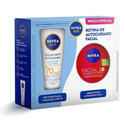 Kit Protetor Solar Facial Nivea Sun FPS70 40ml + Creme Antissinais 100g