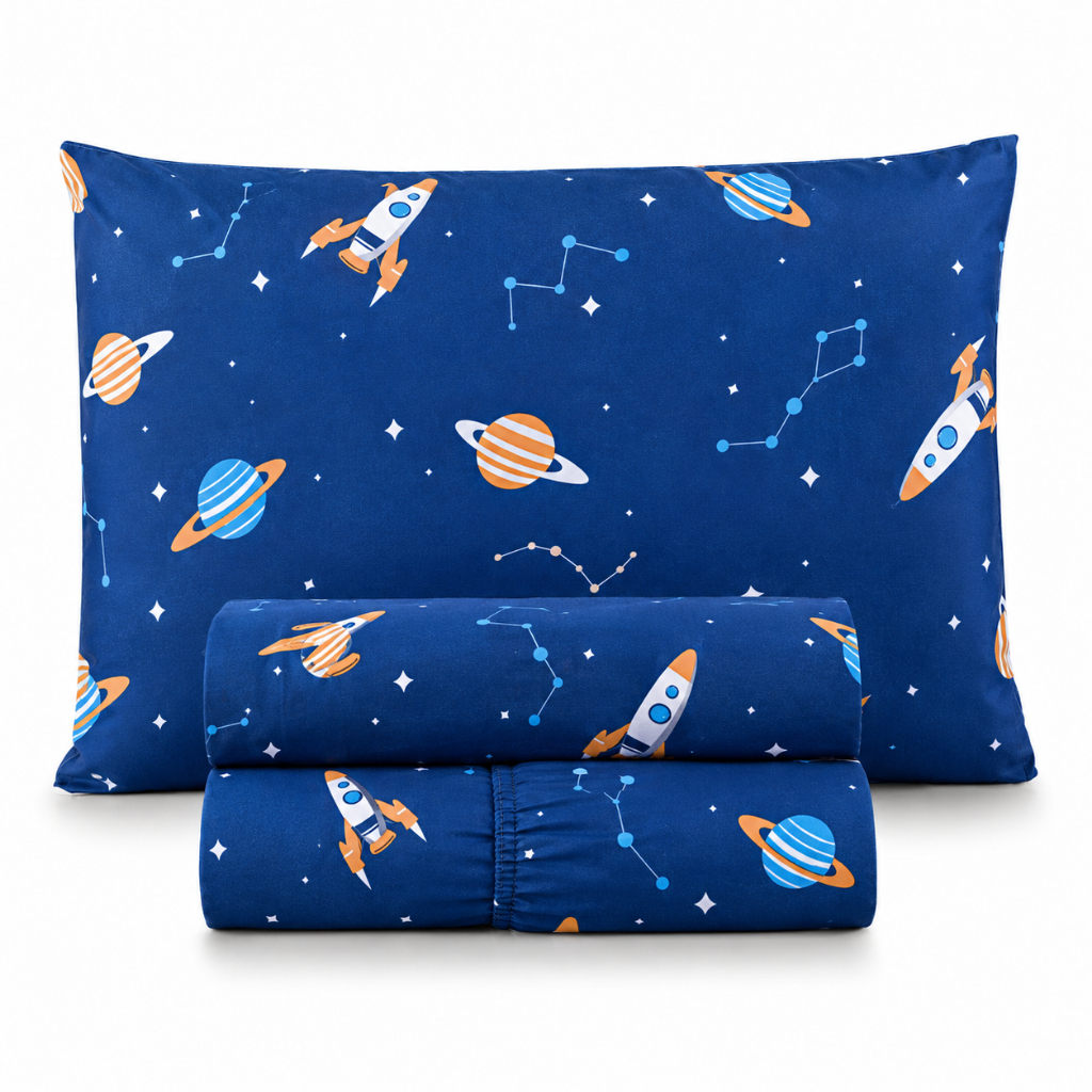 Jogo De Cama Bouti Kids 03 Peças Solteiro | Estampas Infantil - Lençol Microfibra 200 Fios Com Elástico