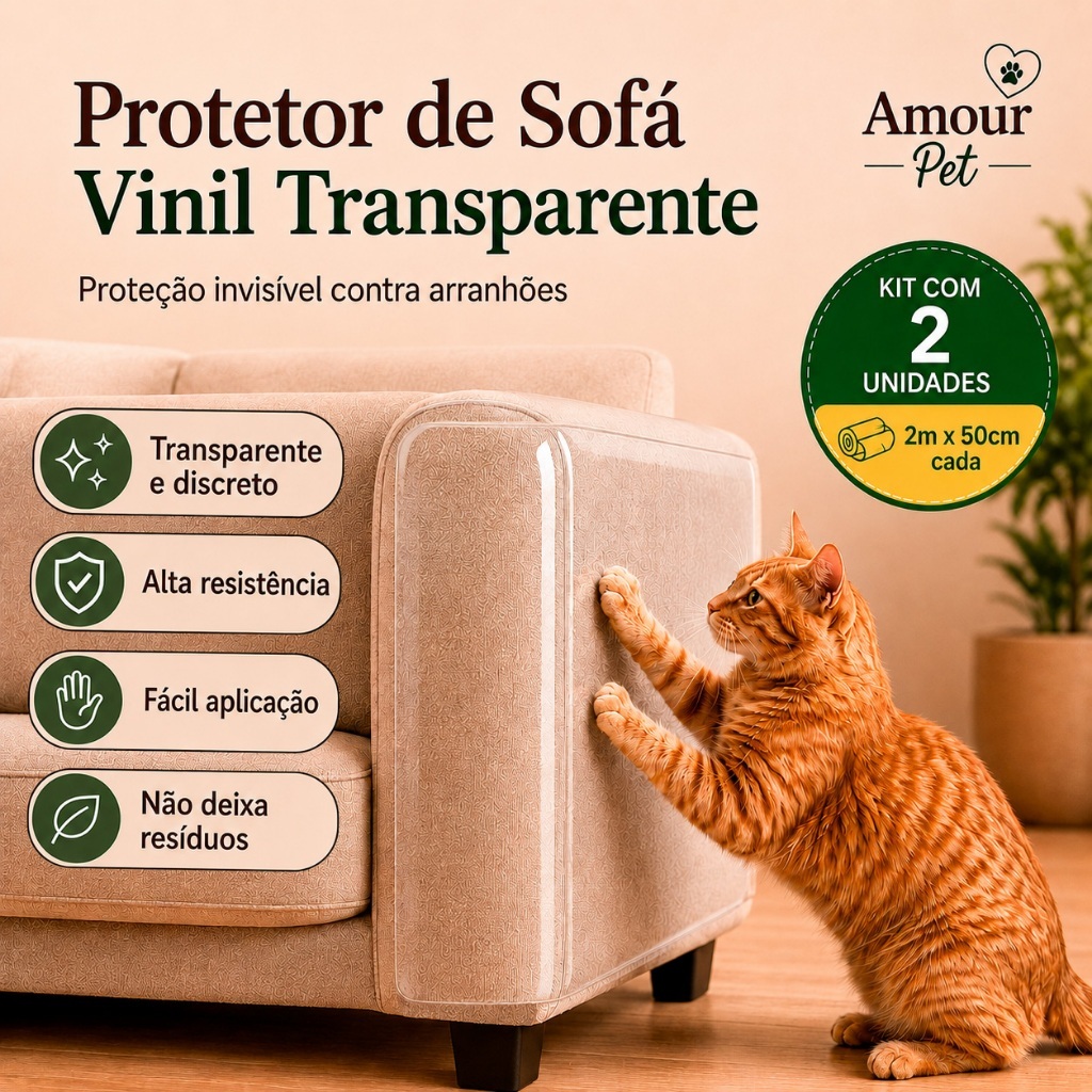Kit 2 Protetor Sofá Anti Gatos Adesivo Transparente 2m 50cm