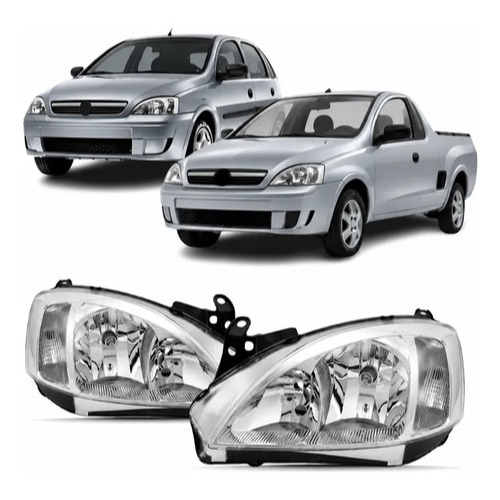 Farol Principal Corsa Montana 2003 2004 2005 2006 2007 2008 Cromado 1ª Linha Novo