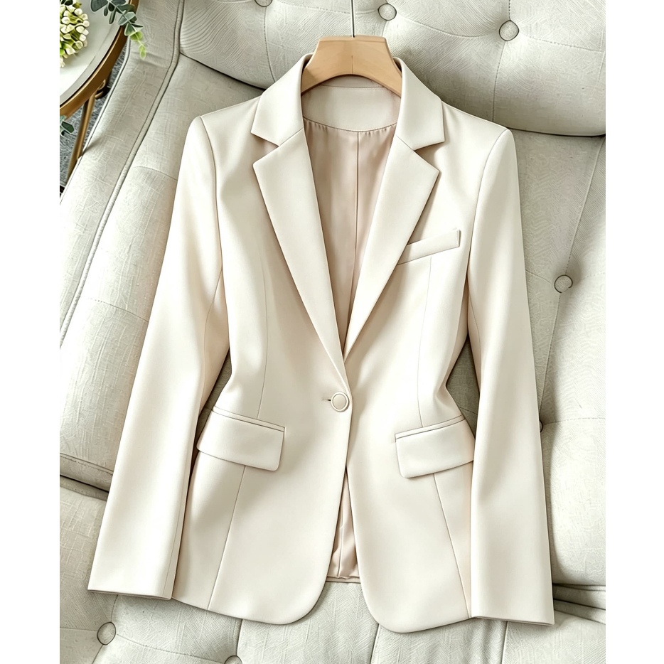 Blazer alfaiataria com bolso acinturado social office com forro e ombreira