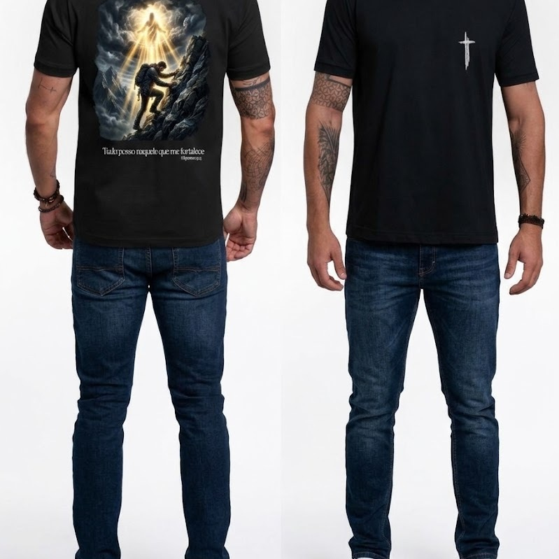 Camisa Masculina Estampada 100% Algodão Camiseta Religiosa Evangélica Gospel Casual Confortável